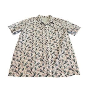 Columbia PFG Shirt Mens Large Marlin Print Vented White Multicolor 100% Cotton